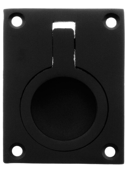 Solid Brass Flush Ring Pull in Matte Black.